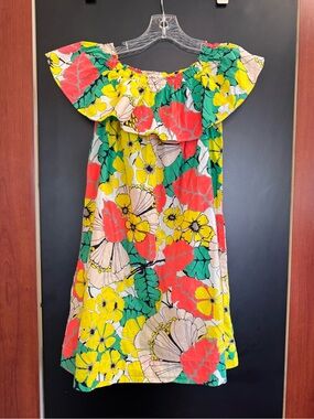 CrewCuts J. Crew Dress Kids Size 10 tropical Floral Print 100% Cotton Natural